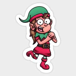 Cute Christmas Elf Girl Sticker